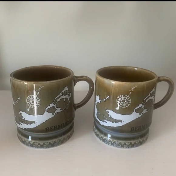 Other - Two Irish Wade Porcelain Espresso Coffee Mugs/Tea Cups w/Shamrocks & Bermuda Map